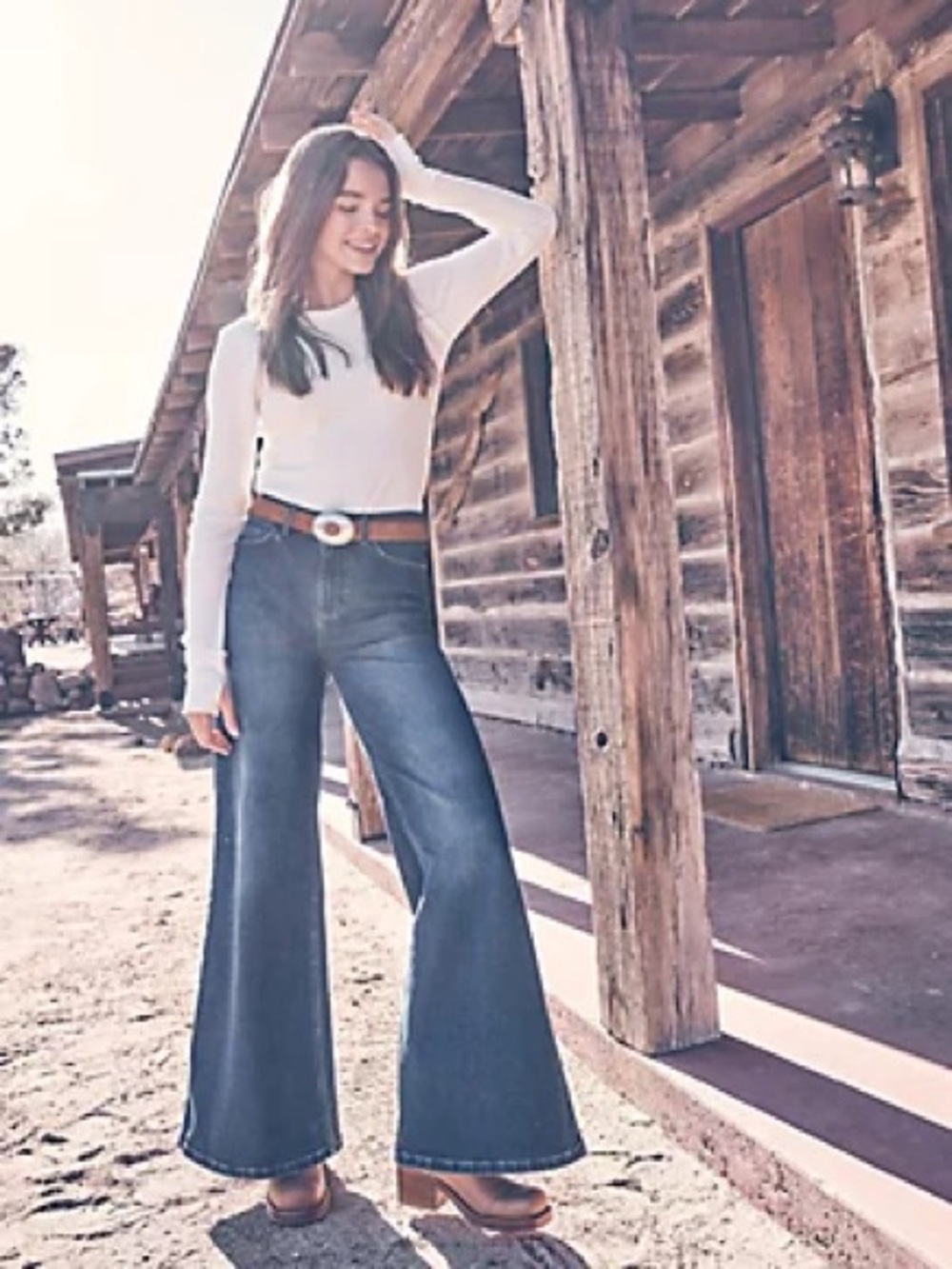 Wide leg high rise wranglers